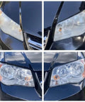 Shiny Car Stuff Hand-Applied Clear Coat; black car hood and headlights, front-view collage.