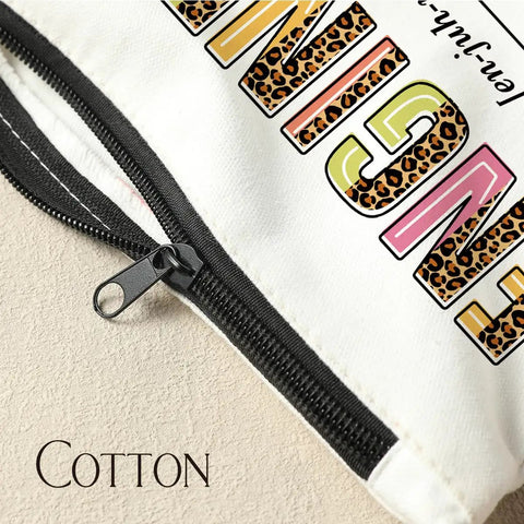 Close-up of the zipper on a Makeup Bag for Engineers Women Students - Durable Canvas Cosmetic Organizer 10 By 6 Inches