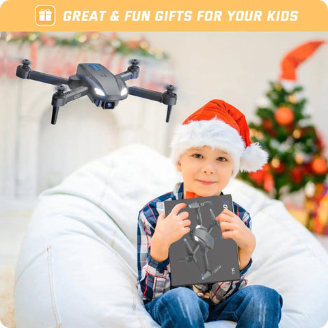 Foldable Mini Drone For Kid Friendly Fun With 1080P HD Camera And FPV Live Video Easy To Fly RC Quadcopter with child holding box