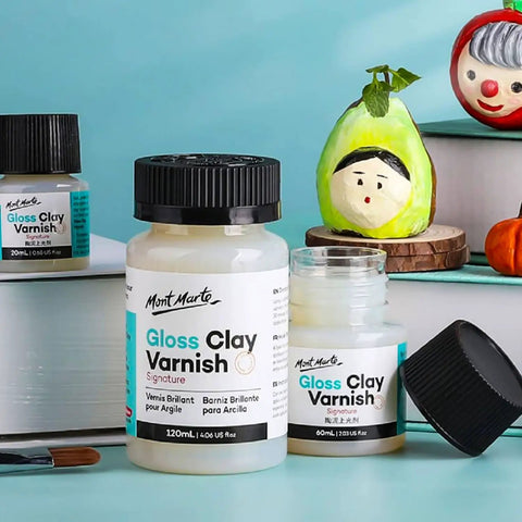 Glossy Clear Clay Sealant For Air And Polymer Clay Water Based Varnish Sealer 4.05oz 120ml with open and closed bottles