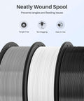 PLA Plus Filament 1.75mm White 2kg Dual Spool Pack for Most FDM Printers, neatly wound spools with tangle-free design