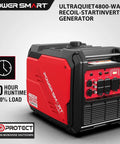 Portable 4800 Watt Inverter Generator With Wheel Kit For Easy Move And Setup Clean Power Under 3 Percent THD Quiet 69 dBA