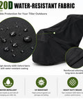 Beefed Up Heavy Duty Walk Behind Tiller Cover For 21A-25MB000 20 With Extended Handles And Rear Engine, 420D Water Resistant Fabric