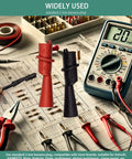 Insulated Alligator Clips For Multimeter With 2mm Probe Tips And Flexible Boots, Nickel Plated Safety Clips shown on table.