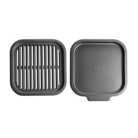Vortex Air Fryer Accessory Set For 6 Qt And 10 Qt Models, showing nonstick 2-piece grill pan set in black