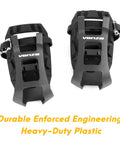 Toe Clip Cages With Removal Tool Set For Shimano SPD SL Pedals, heavy-duty plastic, front view of cages for spin and road bikes.