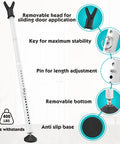 Sliding Door Lock Bar With Anti Lift Lock, Adjustable Security Bar for Homes and Offices, features and parts labeled