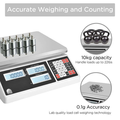 10Kg Digital Counting Scale With 0.1g Precision For Inventory And Parts, No-Fuss Piece Counting, RS232 Port, digital display, weights