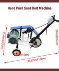 Beefy Hand Push Sand Belt Grinder With Slick Polish Finish 4Kw Motor Cranks Out Two Thousand Eight Hundred Rotations for manual grinding.