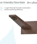 Single-Handle Wall-Mount Bathroom Faucet In Oil Rubbed Bronze, Solid Brass Construction, 1.2 GPM Flow, angled view emphasizing spout.