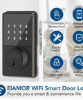 WiFi Keyless Entry Smart Lock With Touchscreen Keypad, Remote Unlock Via App, Bluetooth And WiFi Deadbolt, No Fuss Install Front Door Lock