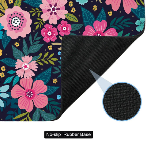 Extra Small Floral Mouse Pad 5.5 by 7 Inches Travel Ready Waterproof and Washable Desk Mat with no-slip rubber base