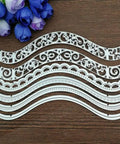 Vintage Lace Die Cuts 6 Piece Set With Wavy Border Edges Cutting Dies for DIY card making and scrapbooking, displayed on wood table