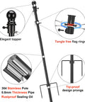 Diagram of Beefy Heavy Duty Ground Flag Pole Kit 8.5 Feet Tangle Free Inground Flagpole With Windproof Prong Portable Outdoor