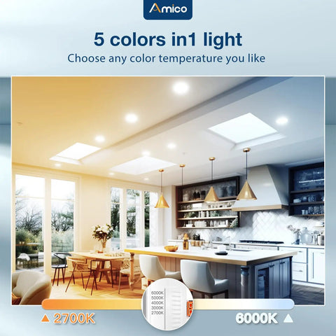 5 Or 6 Inch LED Recessed Lighting Kit, 12 Pack, 1050LM, Dimmable, IC Rated Retrofit, ETL Listed, kitchen light settings