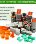 2 Pin Deutsch DT Connector Kit, 10 Sets, waterproof automotive wire connectors with 16 gauge stamped contacts, gray in package