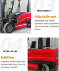 Heavy Duty Electric Forklift For Warehouse Logistics And Dock Loading Featuring Ride On Setup and adjustable seat design.