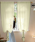 Light Yellow Semi Sheer Curtains Two Panels 84 Inches Long 52 Inch Wide Light Filtering Window Drapes for Living Room