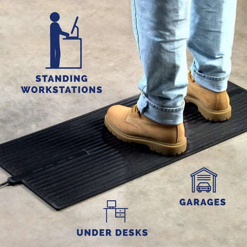 Foot Warmer Portable Heated Rubber Mat For Home Office Garage And Car 135W Energy Saving Warmth, Rugged Waterproof Rubber