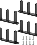 4 Pack Sliding Closet Door Floor Guides Universal ABS Bottom Guides For 1-3/8 Inch Thick Doors Black Cabinet Floor Guides With Screws For Quick Easy Centering And Smooth Quiet Sliding, shown with screws.