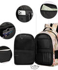 Soft Vintage Peony Bloom Printed Unisex Backpack With Large Capacity For Everyday Go To Daily Driver, open compartments