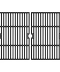 Turn Up The Heat For Your Backyard BBQ Bash With Premium Durable Heat Resistant Enamel Cast Iron Cooking Grid Grates For Four Burner Gas Grill 2 Pack, two grates with matte finish.