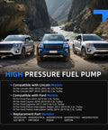 Three SUVs in a canyon showcasing High Pressure Fuel Pump For Ford Explorer Taurus Flex Police Interceptor Sedan And Utility Lincoln MKS MKT 2010-2019 3.5L V6 Turbo Replacement HM10034 GDP206