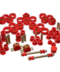 Red Hyper Flex Bushing Kit Fits 1995-97 Chevy Tahoe GMC 4WD With Zinc Hardware, includes various red bushings and zinc components.