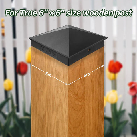 Heavy Duty Aluminum Pyramid Post Cap For 6 By 6 Wood Posts Matte Black Powder Coated Finish Weather Resistant