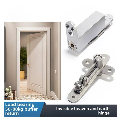 Slick 360 Degree Concealed Tiandi Hinge With Hydraulic Auto Close And Dead Center Locking For Seamless Invisible Door Installations That Swing Smooth As Silk Every Time, shown with door frame.