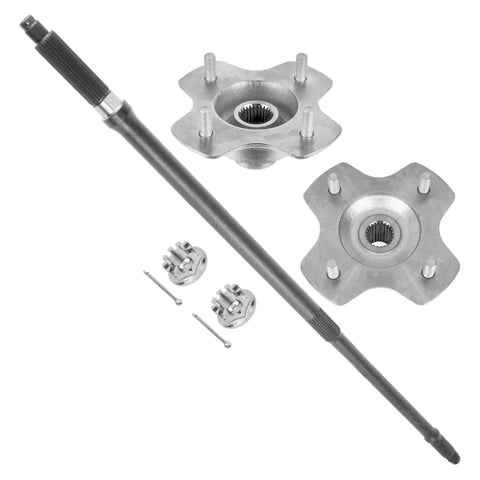 Heavy Duty Rear Axle Shaft And Left Right Wheel Hub Kit For Honda Rancher 420 including metal hub components and installation hardware.
