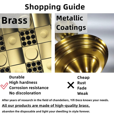 Comparison of brass and metallic coatings highlighting durability and high quality in Brass Glass Tiffany Style Pendant Light With Vintage Lotus Flower Stained Glass Shade Hanging Chain Lamp For Kitchen Island Dining Room Living Room Nine And A Quarter Inch.