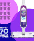 PowerMop Liquid Floor Cleaner Refills Fresh Scent 2 Count Mopping Fluid Replacement Bottles No Bucket Needed Multi Surface And Wood Cleaner For Spray Mops, bottle and mop image