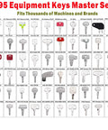 Industrial Grade Heavy Equipment Ignition Keys Set for Construction Machines in a grid layout, compatible with multiple brands