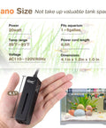 Hand holding Mini Fish Tank Submersible Heater 20W For 1 To 5 Gallons With Digital Display Controller next to aquarium.