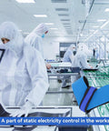 Technicians in cleanroom with focus on 10 Pack Adjustable ESD Wrist Straps For Workshop Pros Antistatic Wrist Bands.