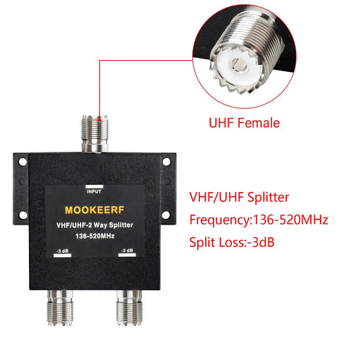 Pro Grade 2 Way UHF Splitter With SO239 Female Connector For VHF UHF Radios 50 Ohm Amateur Ham CB Not For TV