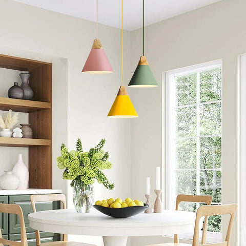 Cone Pendant Lights 3 Pack For Kitchen Island Small Nordic Barn Style Pendant Fixtures Pink Indoor Ceiling Lighting