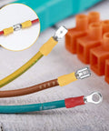 Close-up of Assorted 280 Piece Electrical Cable Connectors Kit with insulated wire terminals, including various terminal types.