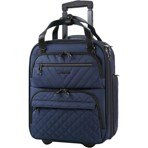 Underseat Carry On Luggage For Women, 16 Inch Lightweight Overnight Bag, Durable Water Resistant Underseat Suitcase, Navy Color
