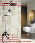 UMJIGF Shower System with Hot and Cold Water Black Shower Faucet Set Multifunction Double Ceramic Handle with adjustable shower head.