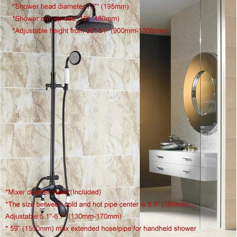 UMJIGF Shower System with Hot and Cold Water Black Shower Faucet Set Multifunction Double Ceramic Handle with adjustable shower head.