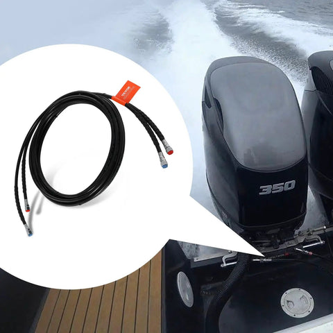 20ft Hydraulic Steering Hose Kit for Outboard Motors 2 Pack Leak Proof TPEE Hoses with marine engine background