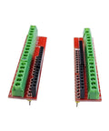 Screw Terminal Block Shield for Easy Solder Free Wire Up on Arduino Uno R3 and R4 Boards, front and side view