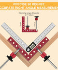 Pro Grade Corner Clamp Set For Woodworking 90 Degree Right Angle Clamps Aluminum Alloy With Extended Five And A Half Inch By Five And A Half Inch Clamping Range Four Pack For DIY Picture Frames Boxes Cabinets And Drawers showing precise measurement with digital display