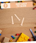 20 Piece Miniature Solid Wood Nails For Crafting And Woodworking T Shaped Round Pegs on wooden surface with tools