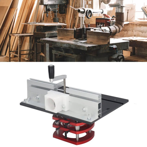 All In One Router System With Top Plate And Lifting Base For Woodworking Tables Ready For Slotting Trimming Chamfering And Engraving Projects This Flexible Router Kit Boosts Stability And Precision In Any Shop With Boss Level Performance, shown in a workshop setting