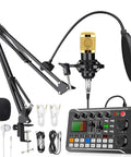 F998 Podcast Gear Bundle For TikTok And YouTube Vlogs Audio Interface And Soundboard BM800 Condenser Microphone with accessories