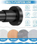 Black Adjustable Shower Curtain Rod 36 To 84 Inches Stainless Steel Non Rust Spring Tension No Drilling Non Slip Durable Waterproof Finish Easy Install For Bathroom And Window showcasing multi-purpose use details.