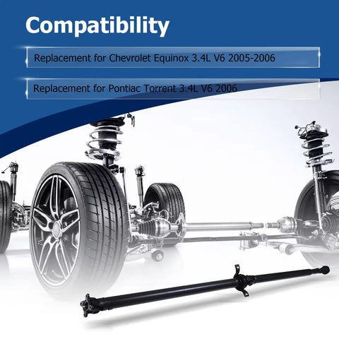 Rear Driveshaft Assembly Replacement For Chevy Equinox 2005 2006 And Pontiac Torrent 2006 3.4L V6 936 120 19152721 19259831 Durable Steel Shaft With Anti Corrosion Paint For Long Lasting Driveline Reliability, black steel driveline shaft